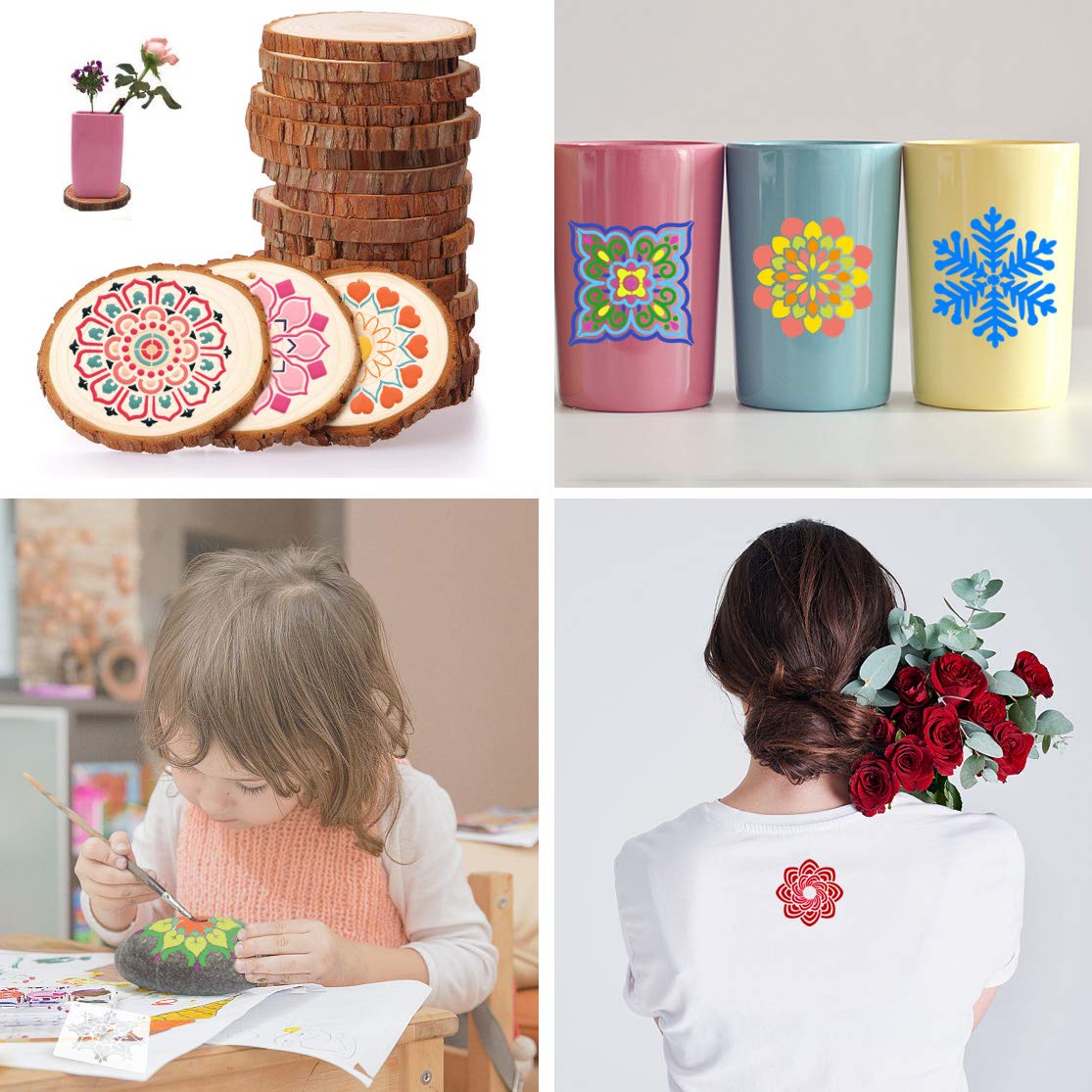 36 PCS Reusable Mandala Stencils for Painting Rocks Wood Canvas Fabric Glass Pottery Art Projects CH HAICHENG