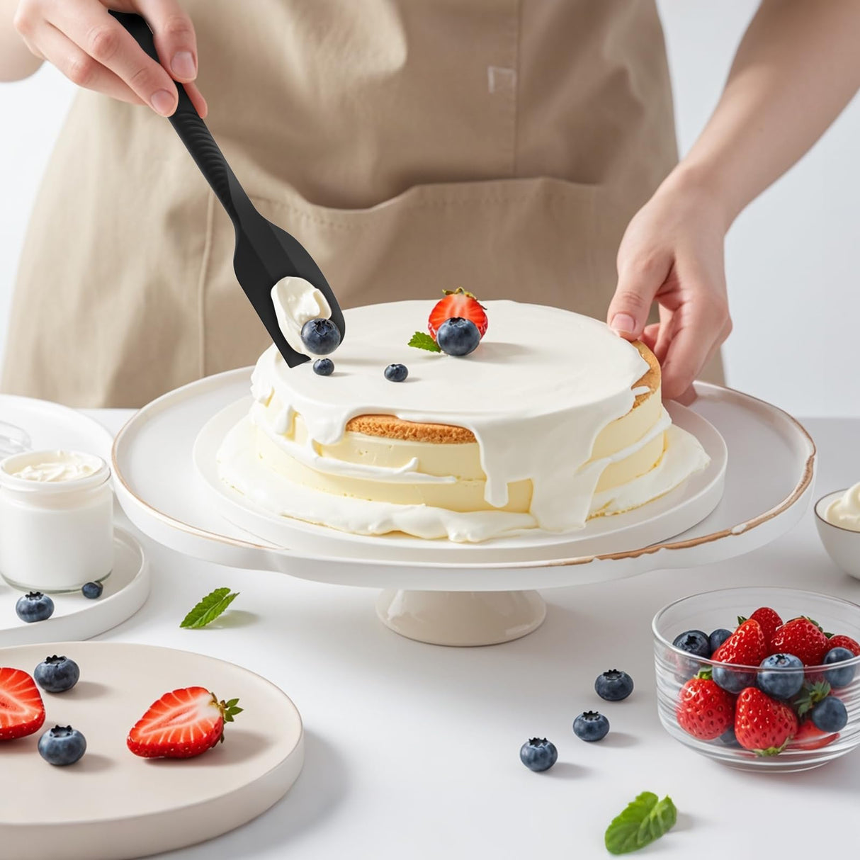 Silicone Cooking Utensils Set - 600°F Heat Resistant, Nonstick Kitchen Utensil Set with Spatulas, Spoons, Whisk, Tongs, BPA Free, Dishwasher Safe, Black USECANO