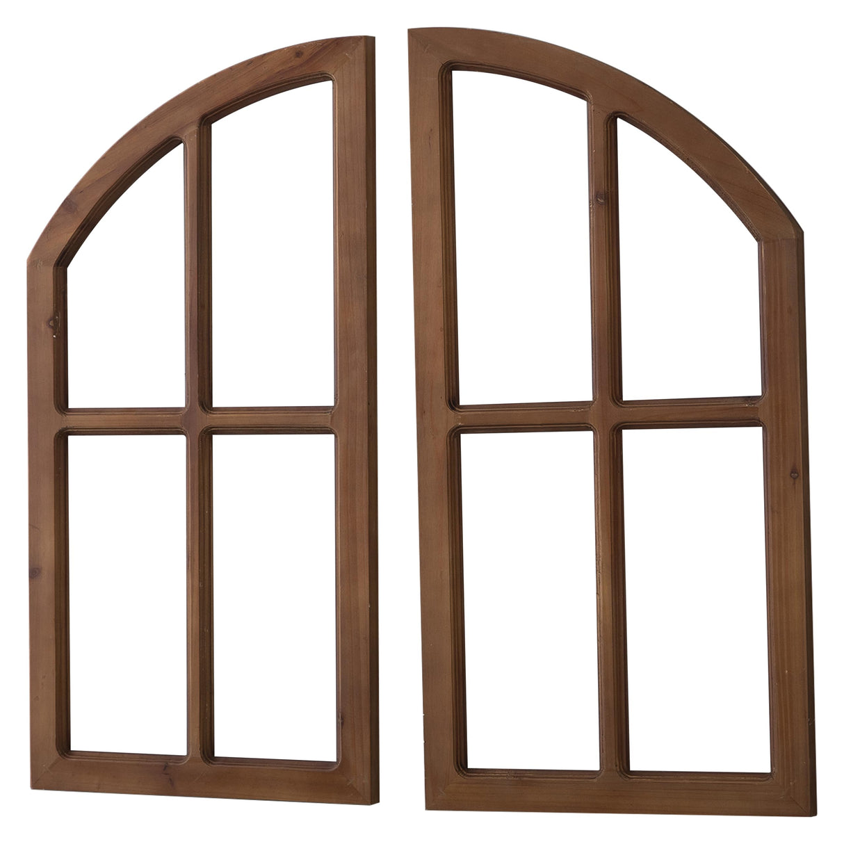 Sintosin Farmhouse Arched Window Frame Wall Decor 30 Inch, Set of 2 Hanging Burning Finished Wooden Window Pane above Bed Wall Art, Rustic Home Decor for Living Room Fireplace Entryway Hallway Sintosin