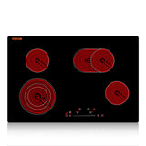 VEVOR Built in Electric Stove Top, 30 inch 4 Burners, 240V Glass Radiant Cooktop with Sensor Touch Control, Timer & Child Lock Included, 9 Power Levels for Simmer Steam Slow Cook Fry VEVOR