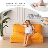 MAXYOYO Bean Bag Bed Folding Sofa Bed Floor Mattress for Adults, Extra Thick and Long Floor Sofa with Corded Washable Cover, Orange, 30x95 Inch MAXYOYO