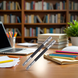 Sluswallow 2 Pcs Useful Stainless Steel Dual Head Pencil Extender Holder Double-Headed Pencil Stationery Accessories for Stationery Desk Supplies Holders and Dispensers Sluswallow