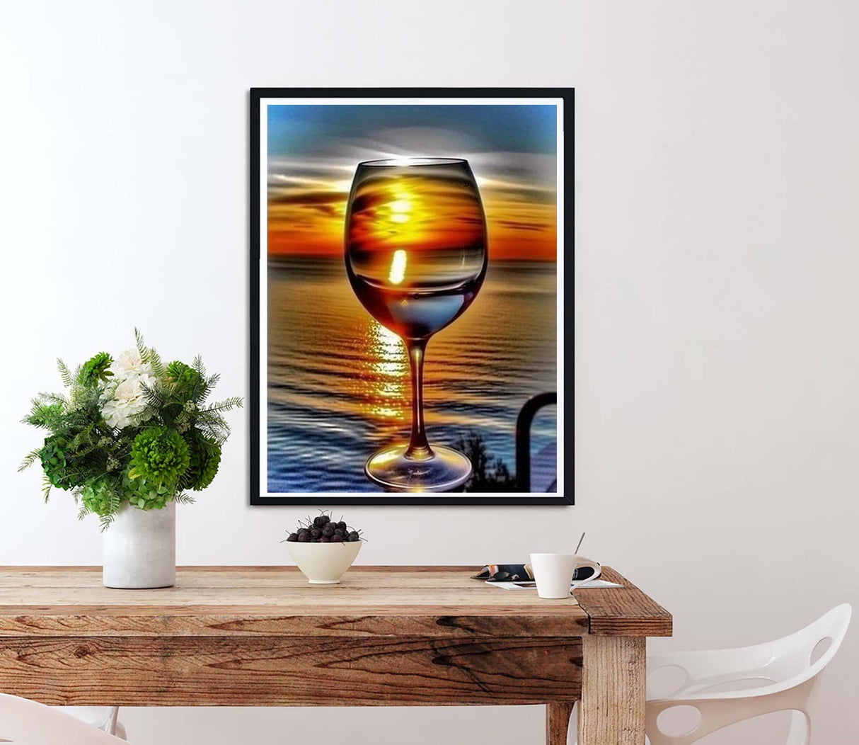 Diymood Painting5D Diamond Painting Landscape Goblet, Paint with Diamonds DIY Diamond Art Sunset Ocean, Diymood painting by Number Kits Full Drill Rhinestone for Home Wall Decor 12x16inch Diymood