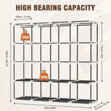 Neatrays Wardrobe Closet, 66 Inch Portable Closet for Hanging Clothes, Large Capacity Clothes Rack Organizer with Cover & 4 Hanging Rods & 8 Storage Shelves & 2 Side Pockets (Black) Neatrays