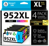 Smart Ink Compatible Ink Cartridge Replacement for HP 952XL 952 XL (4 Combo Pack) to use with OfficeJet Pro 8710 8720 7740 8210 8715 7720 8702 8725 8740 8730 8700 8200 (Black, Cyan, Magenta, Yellow) Smart Ink