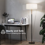 Karjoefar 2-Light Floor Lamp, Mid Century Floor Lamp with White Fabric Shade, Standing Lamp Tall Lamp for Living Room Bedroom, 3 Color Temperatures 9W Bulb Include Karjoefar