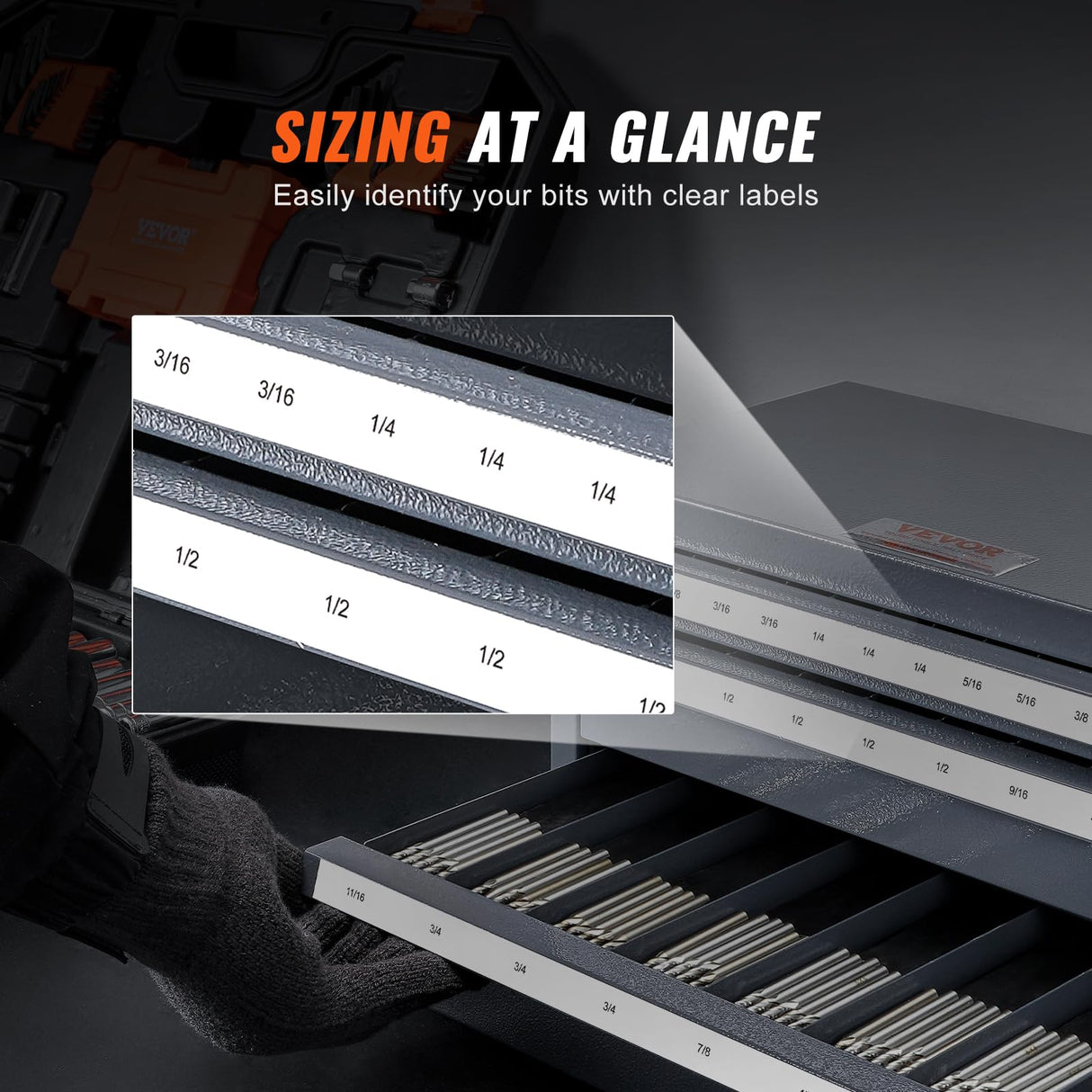 VEVOR End Mill Dispenser Cabinet, Three-Drawer End Mill Dispenser, End Mill Organizer Cabinet Cold Rolled Steel, End Mill Dispenser Organizer Cabinet Holder for Fractional Size from 1/8" to 1" VEVOR