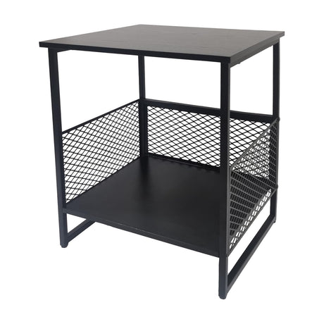 Square Side Table, 2 Tier End Table, Couch Side Table with Storage, Great For Printer Stand, Mini Fridge Stand, Aquarium Stand, Nightstand, Coffee Stand, Ideal for Living Room, Bedroom, Office (Black) Exeterina