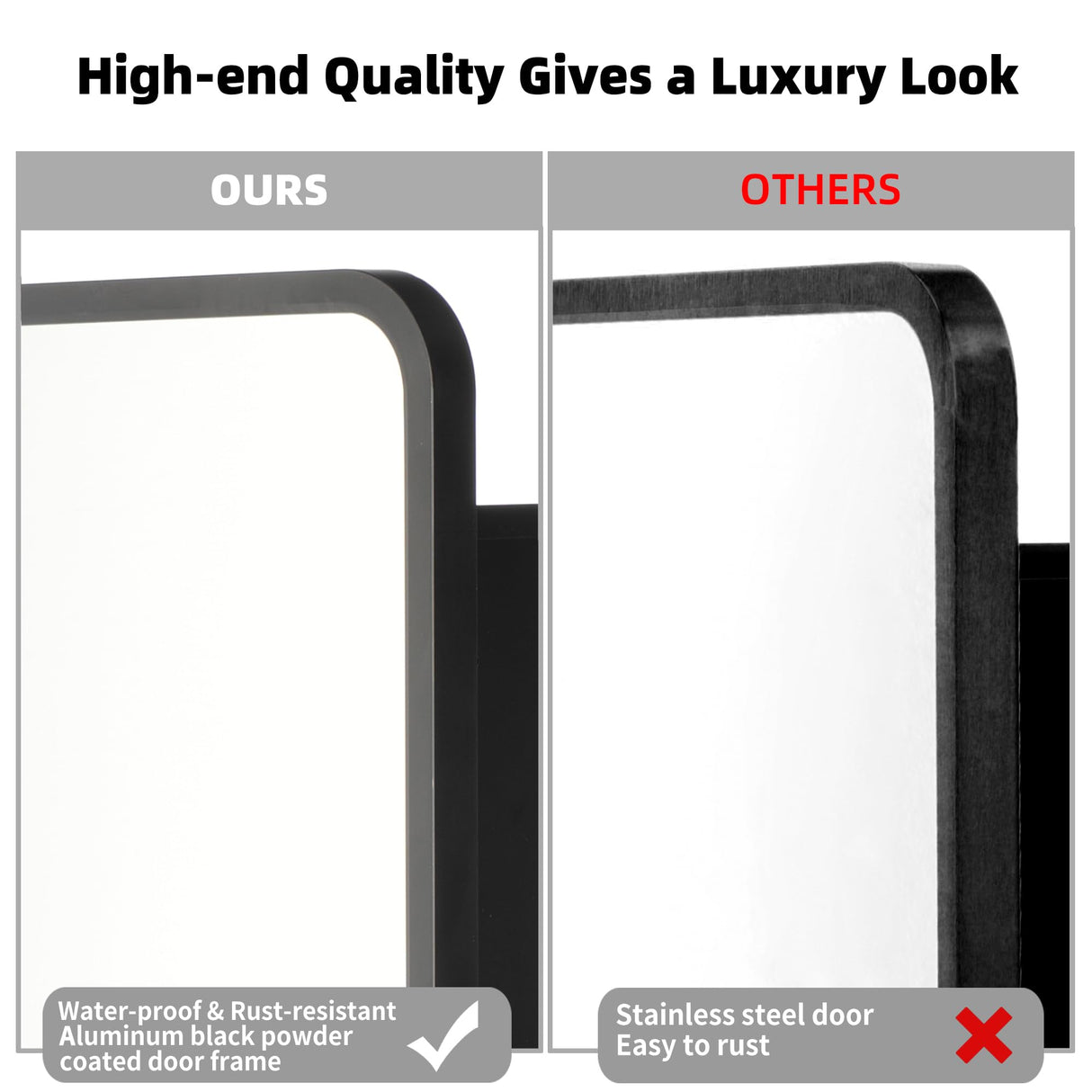 Movo Medicine Cabinet with Mirror, 20 Inch x 28 Inch Farmhouse Black Metal Framed Rectangle Bathroom Mirror Cabinet, Recess or Surface Mount Movo