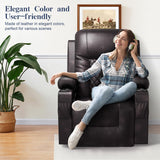 FURNIMAT Recliner Chairs for Adults, Massage Rocker with Heated Modern Ergonomic Lounge 360 Degree Swivel Single Sofa Seat Living Room Lounge Recliners Brown FURNIMAT