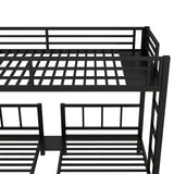 Bellemave Triple Bunk Bed for Kids, Detachable Metal Twin Over Twin Over Twin Bunk Bed with Guardrails, Built-in Ladder, Shelf, Converts to 3 Separate Twin Beds, Easy Assembly, Black Bellemave