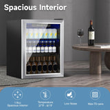 Stopsad Beverage Refrigerator Cooler, 76 Can/1.7 Cubic Feet Mini Fridge with Glass Front Door, Digital Display Small Refrigerator with Adjustable Shelves for Soda, Beer or Wine Stopsad