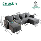 Modular Sectional Sofa with Storage, U Shaped Sectional Sofa with Chaise & Ottomans, Convertible 6 Seat Couch for Living Room with High Supportive Waist Pillow and Cup Holder ISHUHL