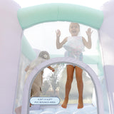 Bounceland Splash Zone Dream Wet or Dry Bounce House Water Slide, 11.5ftL x 9ftW x 6ftH, Pastel Color, Spacious Bounce Area, Splash Pool, Climbing Wall, Blower Included, Trendy Kids Outdoor Play Bounceland