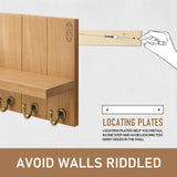 Rebee Vision Decorative Key Holder for Wall Shelf - Farmhouse Wood Wall Hanging Mail Organizer with 7 Sturdy Key Hooks for Home Entryway Decor - Stylish Key racks (Light Brown) Rebee Vision