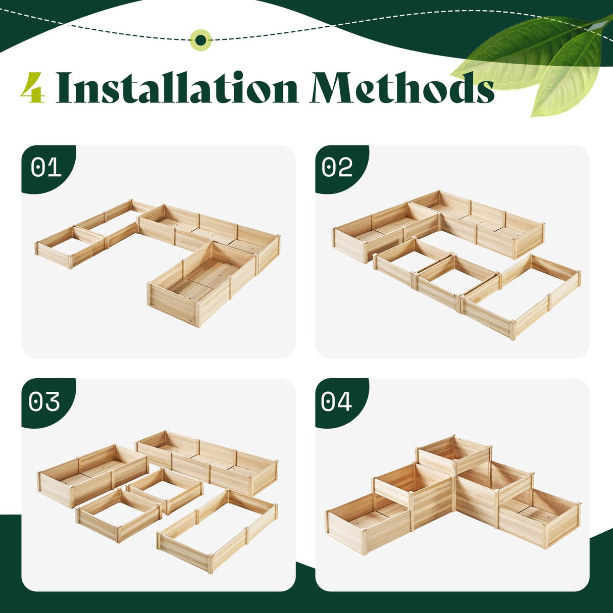 AMERLIFE 3-Tier Raised Garden Bed for Outdoor Gardening, Fir Wood Planter Box with Dividers, Tool-Free Assembly, Garden Box Perfect for Vegetables, Herbs, and Flowers AMERLIFE