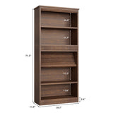 GarveeHome 71 in Farmhouse Bookcase w/Display Rack & Fluted Design, 5 Tier Tall Bookshelf with Wooden Base, Wood Bookshelf Vintage Book Shelf for Office Library (Brown, 71.5" H x 30.7" W x 11.9" D) GarveeHome