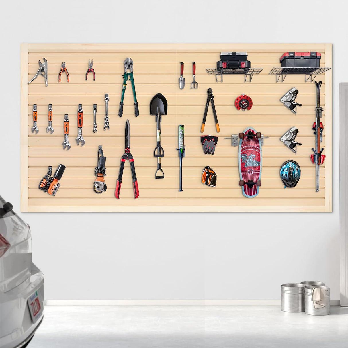 [8x4 Ft²] PVC Slat Wall Paneling, Adjustable Slatwall Panels with Coupling Structure, Slatted Wall Panel System with Customizable Storage Options, DIY Cutting & Easy-to-Install Slatwall Board Shelves QUEENLINK