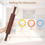 Mepple Classic Wooden Rolling Pin with Handle for Fondant, Pizza, Pies, Cookies, Pastries, Rolling Pin for Baking with 3 Multi-Color Thickness Rings, 17" x 2.5" Natural Sapele Rolling Pin Mepple