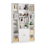 oneinmil 74" Tall Bookshelf and Bookcase, 6-Tier Wooden Bookshelves with Cabinet Doors, Floor Bookshelves and Office Storage Cabinets for Home Office, Living Room (74" H x 45" W) oneinmil