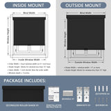 AOSKY Blackout Roller Shades Cordless Blinds for Windows, Free-Stop Shades with Valance, Thermal Insulated Fabric, UV Protection, Natural Woven Blinds for Home and Office (20" W x 72" H, Black) AOSKY