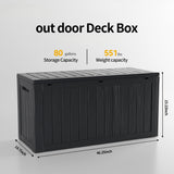 Decksplore 80 Gallon Outdoor Storage Box Waterproof Lockable Resin Deck Box Large, Patio Storage Bin for Pool Accessories Cushion Furniture, Garden Tools, UV-Resistant Outside Delivery Black Decksplore