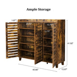 VINGLI Shoe Cabinet with Doors, Entryway Shoe Storage, Shoe Rack with Doors, Hidden Shoe Cabinet, Shoe Organizer Cabinet, Freestanding Shoe Rack Cabinet,Shoe Storage Cabinet,Shoes Cabinet Rustic Brown VINGLI