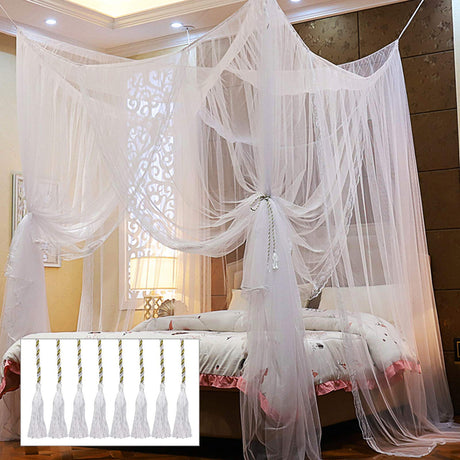 Twinkle Star 4 Corner Post Bed Canopy, Elegant Curtain Net for Full/Queen/King Size Bed (White) Twinkle Star