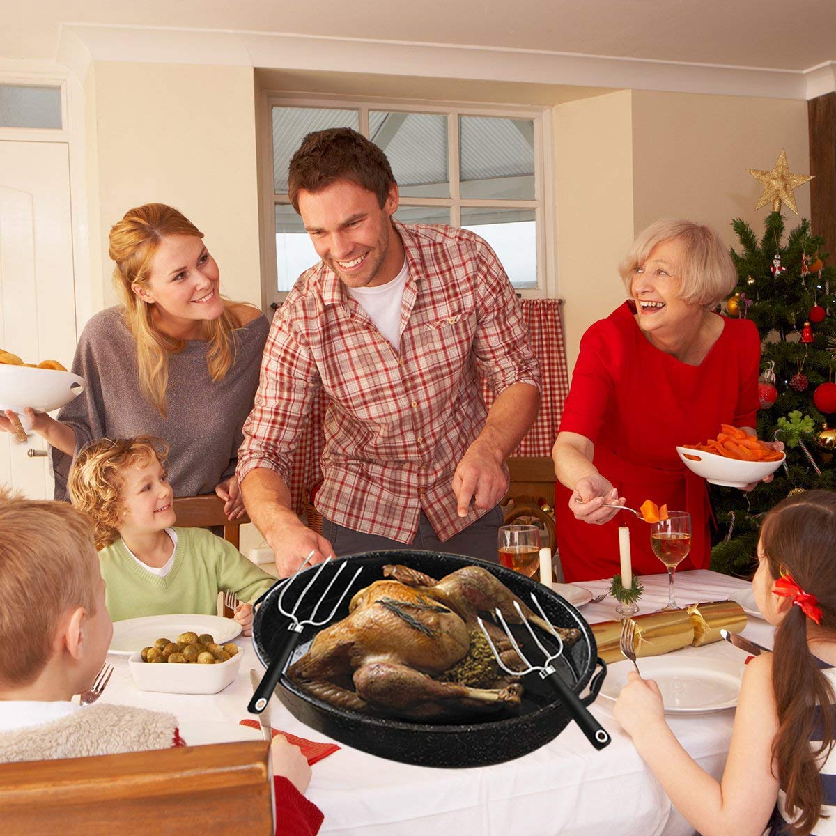 Turkey Lifting Forks, Meat Claws, Strong Endurance Stainless Steel Poultry Chicken Fork, Ultra-Sharp Roast Ham Forks. Easily Lift, Handle Meats - Essential for BBQ & Thanksgiving Pros, 4 Pcs MTNZXZ