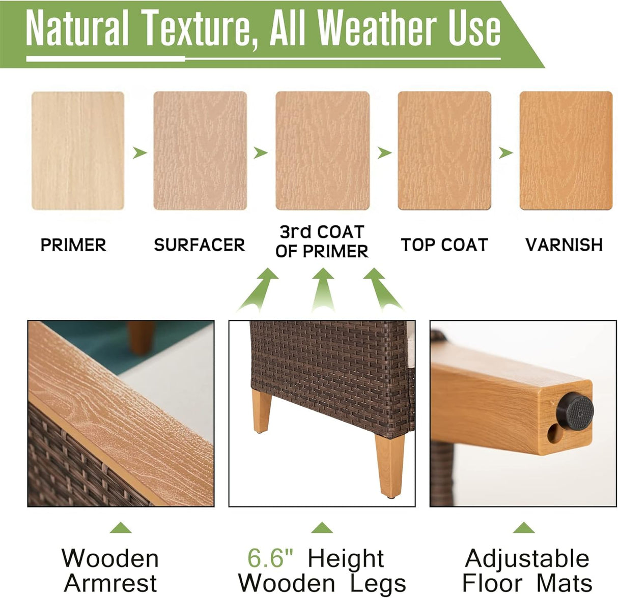 PHI VILLA 8-Piece Curved Patio Furniture Set with Fire Pit Table, Outdoor Wicker Half-Moon Sectional Sofa with Cushions, 56” Gas Fire Pit Table and Ottomans, Aqua Blue PHI VILLA