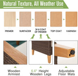 PHI VILLA 8-Piece Curved Patio Furniture Set with Fire Pit Table, Outdoor Wicker Half-Moon Sectional Sofa with Cushions, 56” Gas Fire Pit Table and Ottomans, Aqua Blue PHI VILLA