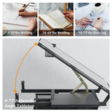 Olela Drafting Desk, Height Adjustable Drafting Table Versatile Art Craft Artists Paintings Storage Work Station with Tilting Temped Glasses Tabletop and Stool (Drawing Table - 1) Olela