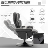 HOMCOM Manual Recliner, Swivel Lounge Armchair with Footrest and Two Cup Holders for Living Room, Black HOMCOM
