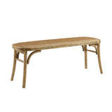 Linon Hank Natural Bentwood Bench with Natural Woven Rattan Seat Linon