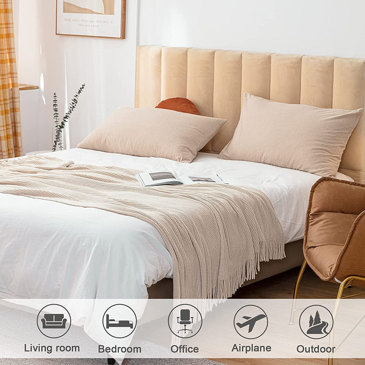 lifein Throw Blanket for Couch-Soft Boho Bed Throw Blankets,Cozy White Chenille Knitted Throw,Small Knit Farmhouse Lightweight Blanket&Throw for Summer,Woman,Chair,Sofa,Home Decor(White/Cream,60*80") lifein