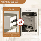 Redlife Farmhouse Sideboard Buffet Cabinet with Storage, Wood Coffee Bar Cabinet, 55" Sideboard with 3 Drawers, Farmhouse Buffet Cabinet for Dinning Room, Kitchen, Living Room, White Redlifeᅟᅠ