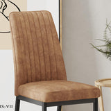 RDUEEI Brown Dining Chairs Set of 6, Comfortable Dining Room Chair, Metal Kitchen Chairs with Leathaire Fabric and High Back, Sillas para Comedor Set de 6 for Living Room (BR-6) RDUEEI