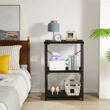 YMYNY Standing Baker's Racks, 3-Tier Microwave Oven Stand with Metal Frame and 6 Hooks, Coffee Bar Table, Storage Shelf Rack for Kitchen and Living Room, Panel Adjustable, Black, UHTMJ022B YMYNY