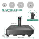 RAOKUKH DZ4733 MS Patio Umbrella Base Heavy Duty with Wheels Square Market Stand for Outdoor 4 Locks 1 Knobs 125lb Capacity, Black RAOKUKH