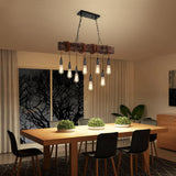 SEEBLEN 8-Lights Farmhouse Kitchen Island Pendant Light, Rustic Wood Chandeliers for Dining Room,Height Adjustable Island Light,Dining Room Bar Restaurant Cafe Pool Table. SEEBLEN