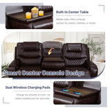 3+2+1 PU Leather Power Sectional Sofa Set, Living Room Furniture, Reclining Couch, Loveseat, Chair with LED Lights/USB Ports/Storage Console/Cup Holders/Wireless Chargers/Coffee Table for RV Theater NicBex