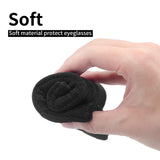 Face Shadow Double Eyeglasses Pouch Large Squeeze Top Microfiber Soft Glasses Case For Women With Cleaning Cloth Face Shadow