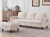 POYISOU Sectional Couches for Living Room, L Shaped Couch with Storage Ottoman, Small Sofa Comfy Couch with 2 Cup Holders, Modern 3 Seater Convertible Sofas for Apartment, Office, Beige POYISOU
