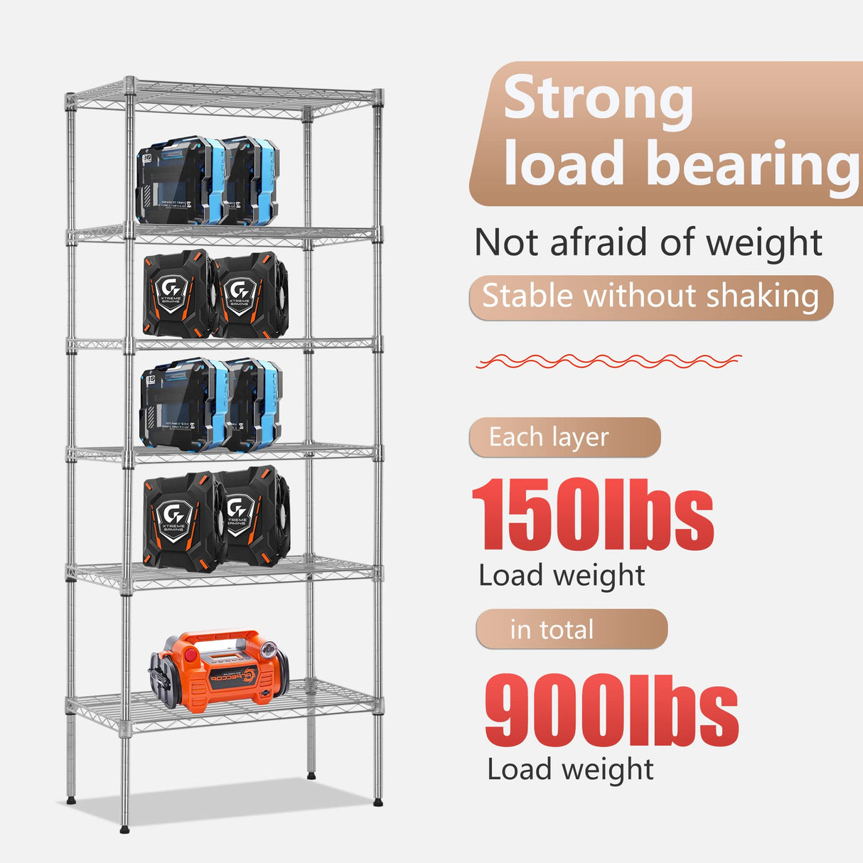 FDW 6 Tier Wire Shelving Units 23L x 13W x 59H Adjustable Metal Storage Rack NSF Pantry Shelves Kitchen Organization Shelf for Kitchen Garage Small Places Commercial,Chrome FDW