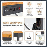 AHB 60" Rolling Workbench Adjustable Height, Oak Wood Work Table with Power Outlets, Max 2000 LBS, Heavy Duty Work Bench for Garage Office Home, with Wheels & Feet(Black 60"x 22") AHB