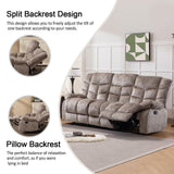 CANMOV Manual Reclining Sofa, 3 Seat Recliner Sofa with Armrest and Overstuffed Backrest, Couch Set for Living Room, Bedroom, Office, Light Brown CANMOV