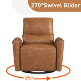 Bonzy Home Power Swivel Rocker Recliner Chair with USB Port, 23.2" Wide Seat, Fixed Lumbar Support, Upholstered Glider Chair for Nursery Living Room, Brown Bonzy Home