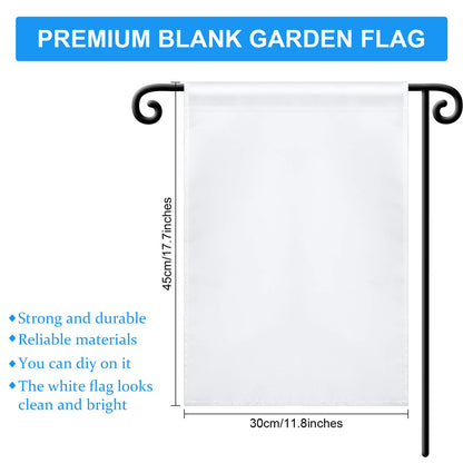 Tatuo Blank Sublimation Garden Flags DIY Lawn Garden Flags Polyester White Banners Yard Decorative Flags for Indoor Outdoor Courtyard Decorations, 11.8 X 17.7 Inches