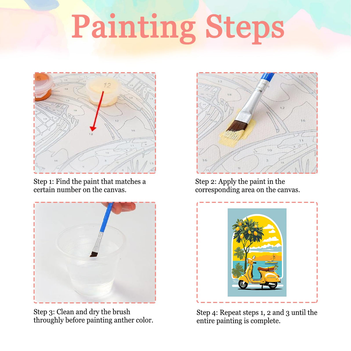 Auremi Landscape Paint by Number Kits with Framed, DIY Car Paint by Number Canvas for Adults, Easy Acrylic in Canvas with Brushes for Decor 20x30cm Auremi