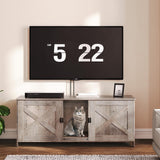 MAHANCRIS Cat Litter Box Enclosure for 2 Cats, 47.2" Hidden Cat Litter Box Furniture with Double Room, Wooden Cat Washroom Cabinet with Scratching Board, Indoor Cat House End Table, Greige CWHG1201 MAHANCRIS